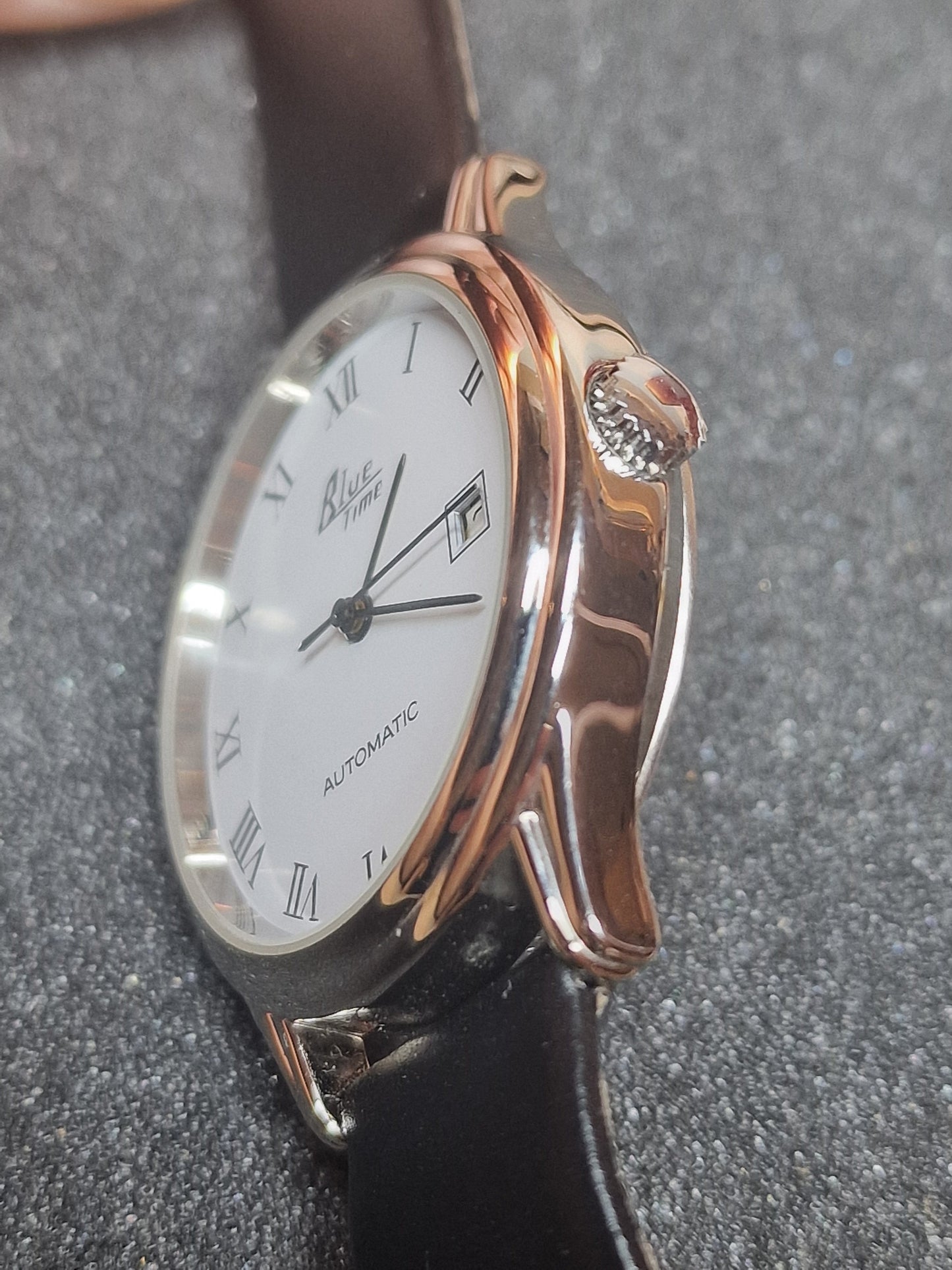 New, Unworn Automatic Blue Time Watch in Bauhaus Style 37mm