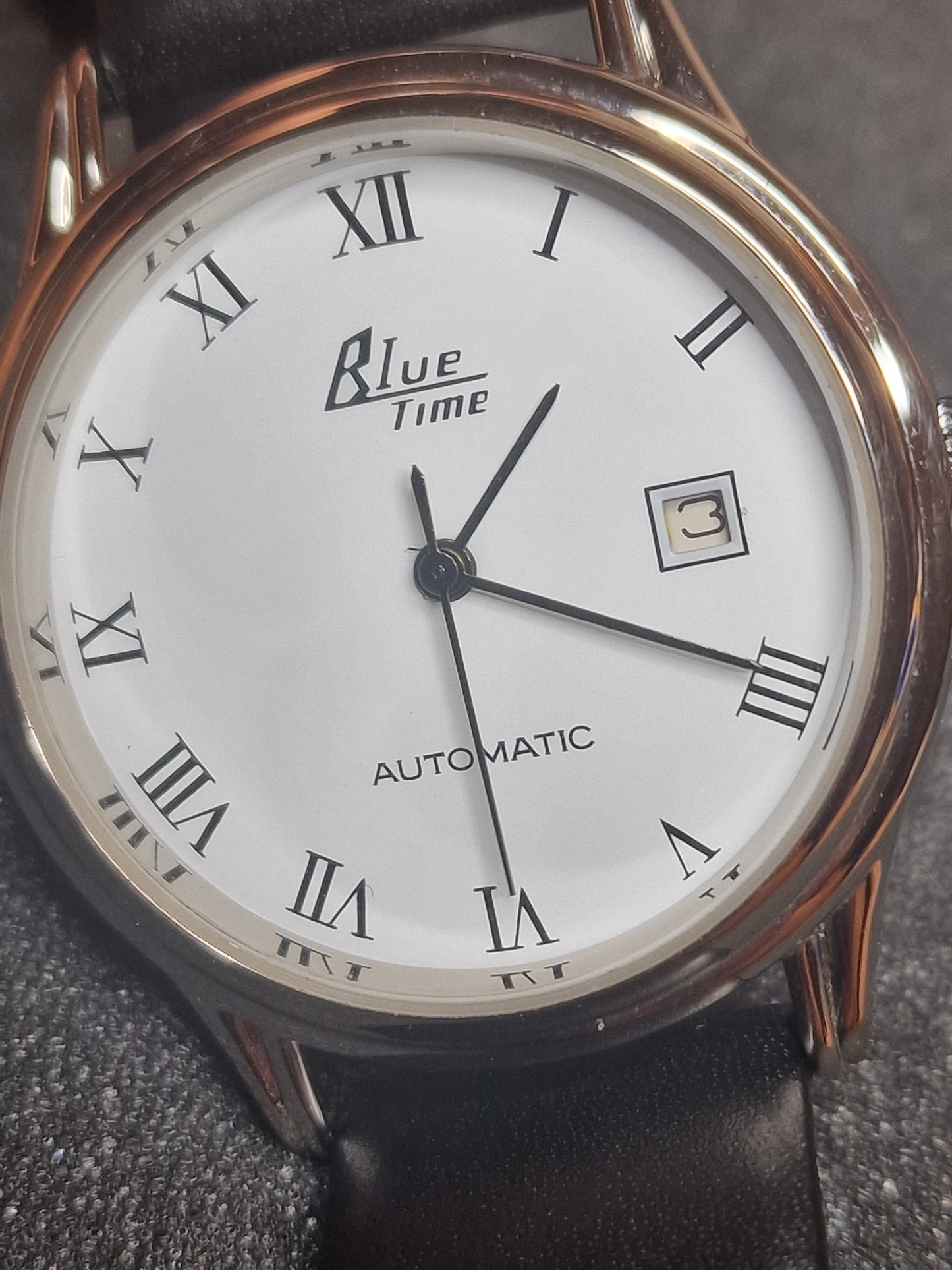 New, Unworn Automatic Blue Time Watch in Bauhaus Style 37mm