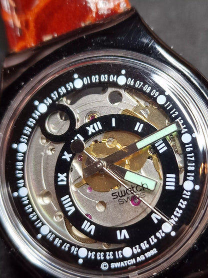 Swatch Automatic SAB102 "Black Circles" (1993) – Vintage Skeleton