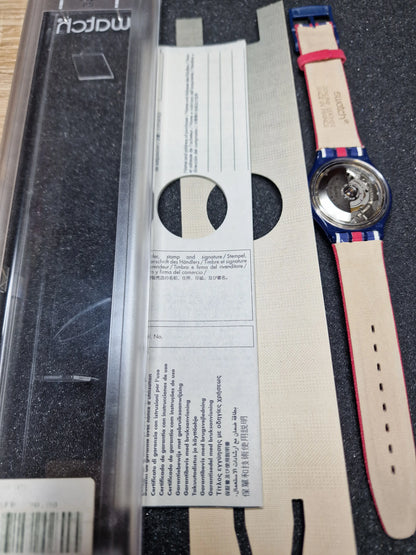 Swatch Automatic SAN105 "Time & Stripes" – 1994 🇺🇸⏱️
